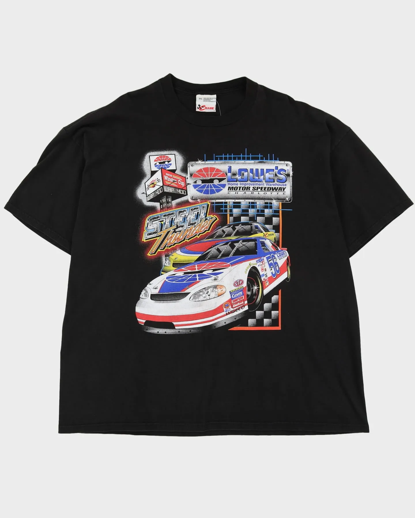 00s Chase Authentics Steel Thunder Nascar Racing Black Graphic T-Shirt - XXL