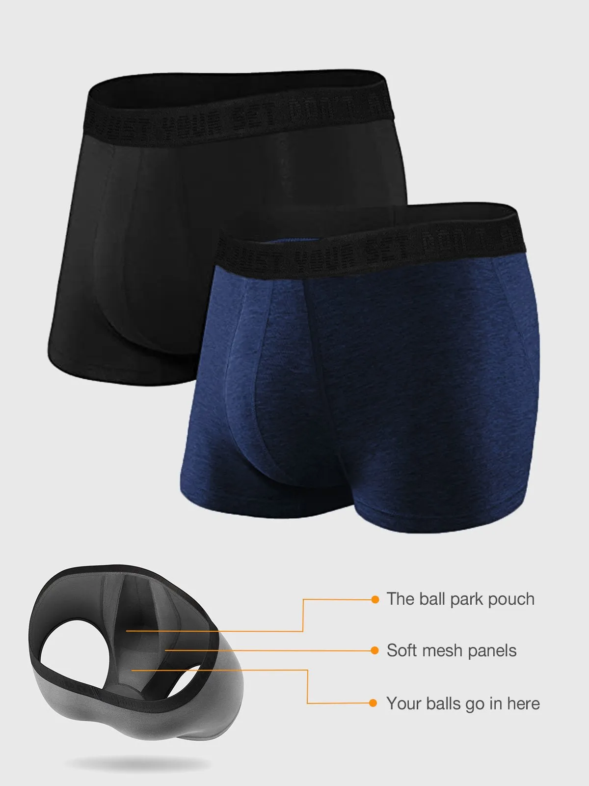 2 Packs M's Built-In Pouch Trunk Briefs