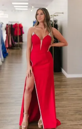 2023 Red Prom Dresses Long ,Hocoming Dresses, Party Dresses PC1104