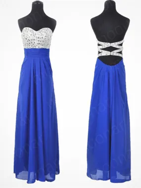 A Line Backless Blue Prom Dresses, Red Prom Dresses, Dresses For Prom, Backless Prom Dresses, Graduation Dresses