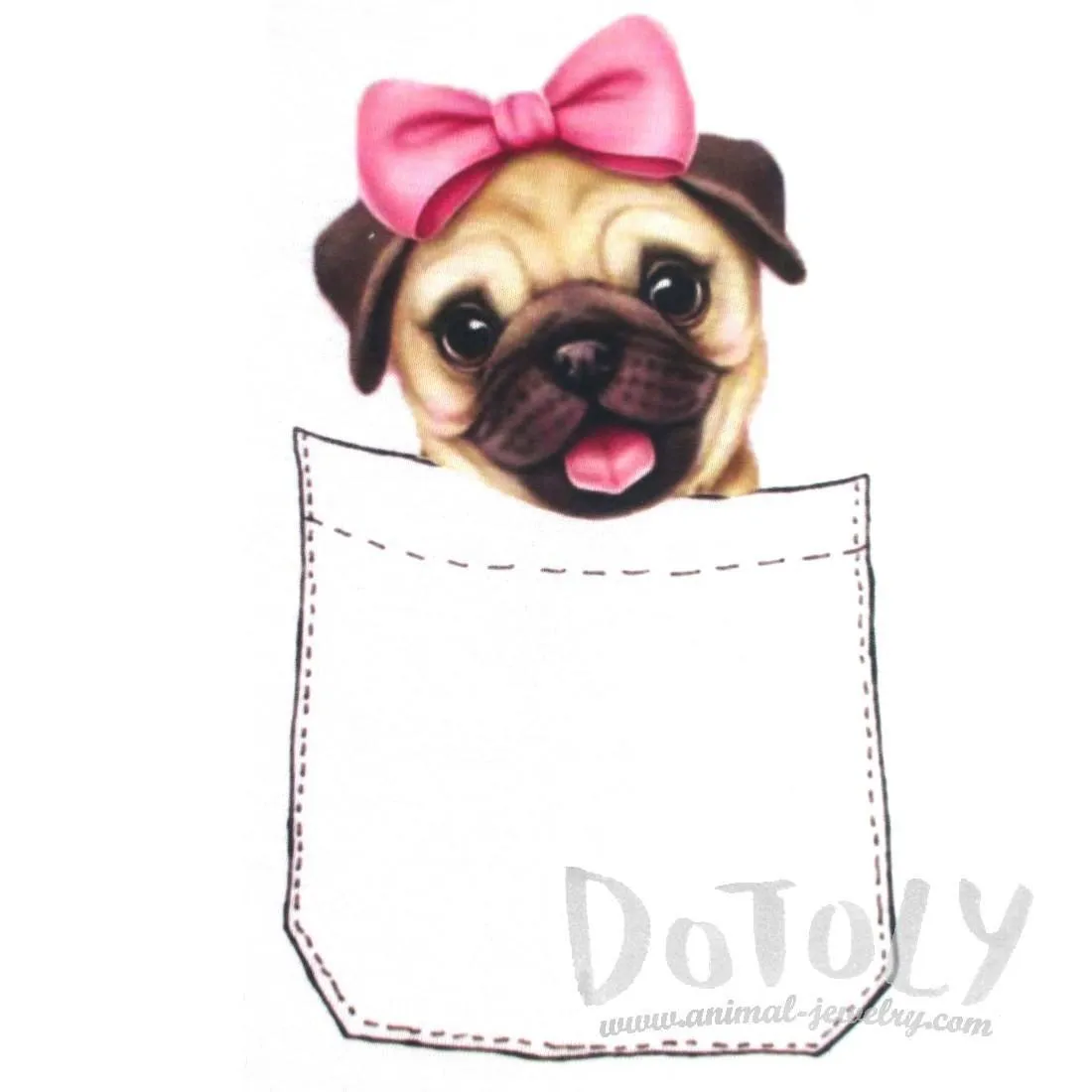 Adorable Girl Pug Puppy in Your Pocket Graphic Print T-Shirt | DOTOLY