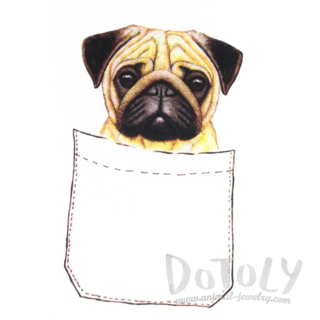 Adorable Pug Puppy in Your Pocket Graphic Print T-Shirt | DOTOLY