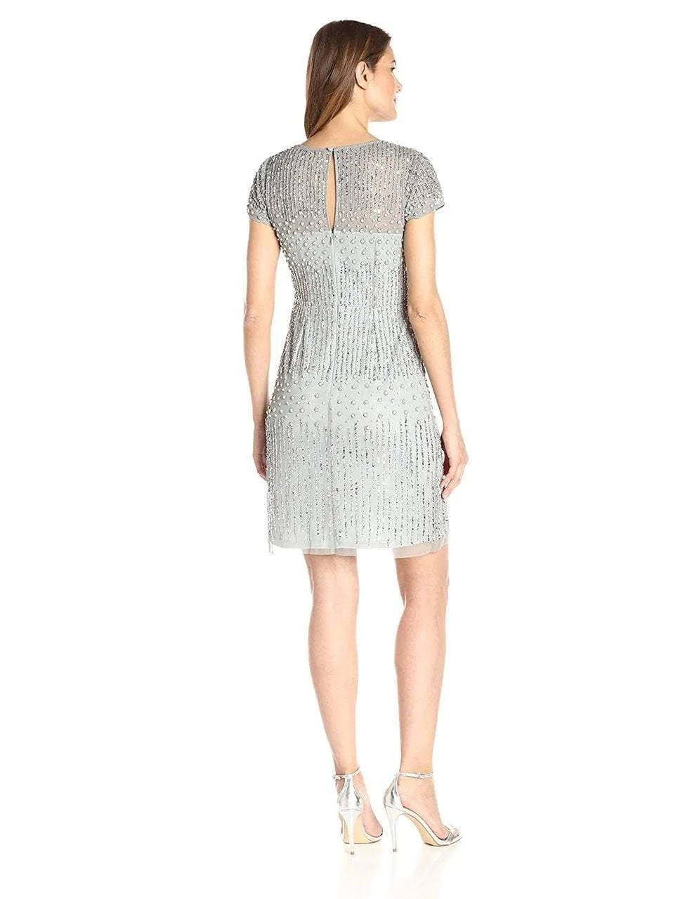 Adrianna Papell - 41926810 Cap Sleeve Rivulet Beaded Sheath Dress