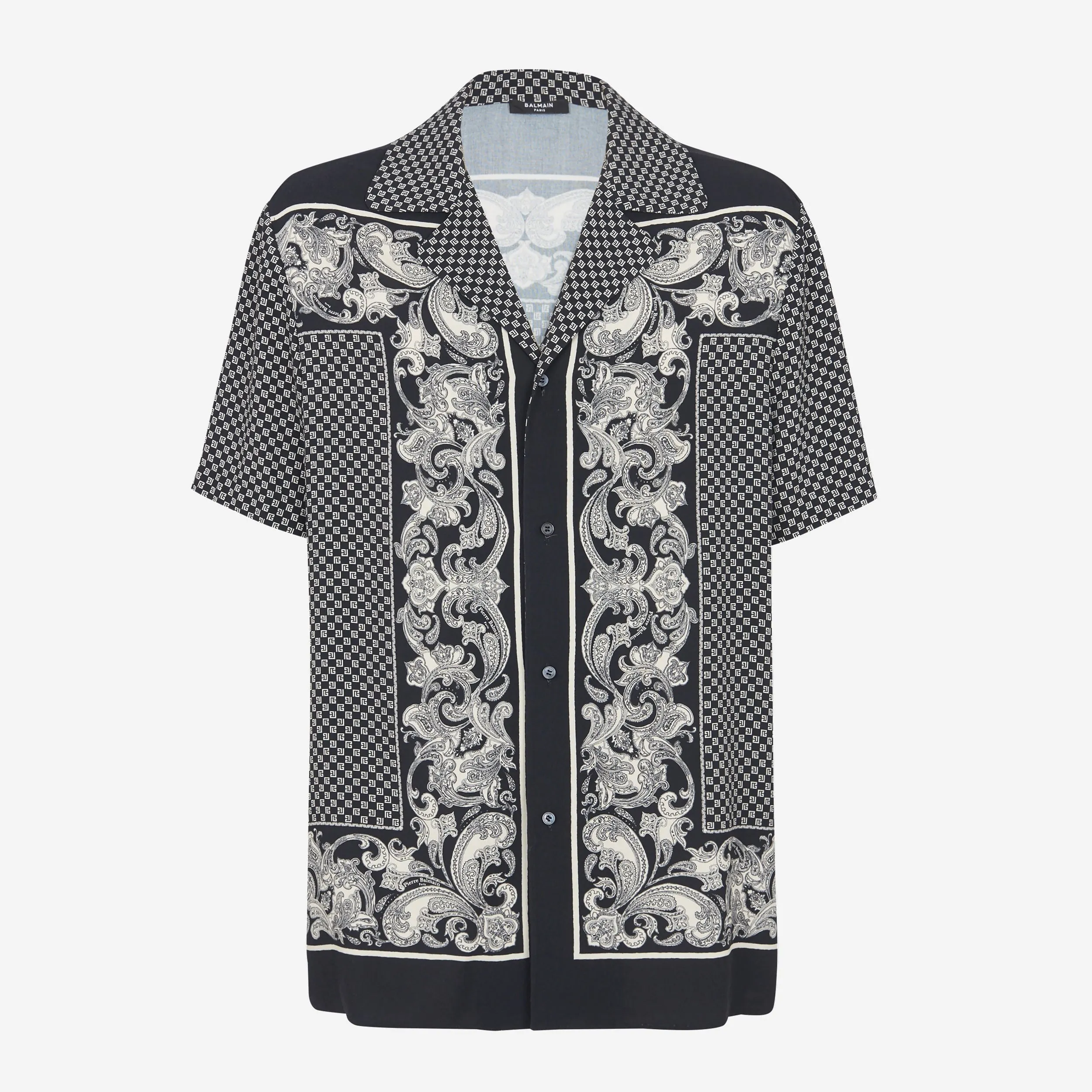 Balmain Paisley And Mini Monogram Printed Silk Shirt