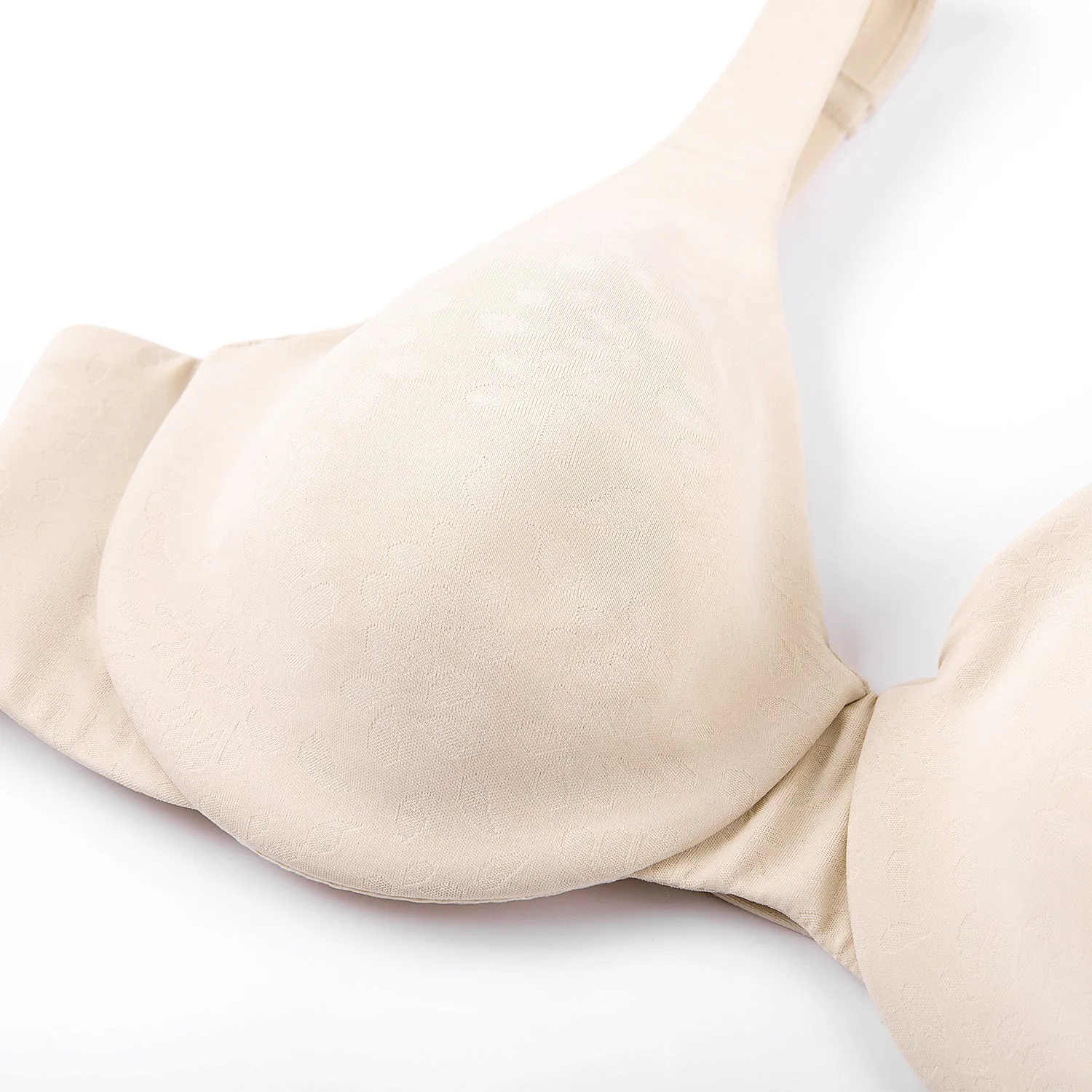 Beige Full Coverage Front Closure Wire Free Non-padded Bra for Women