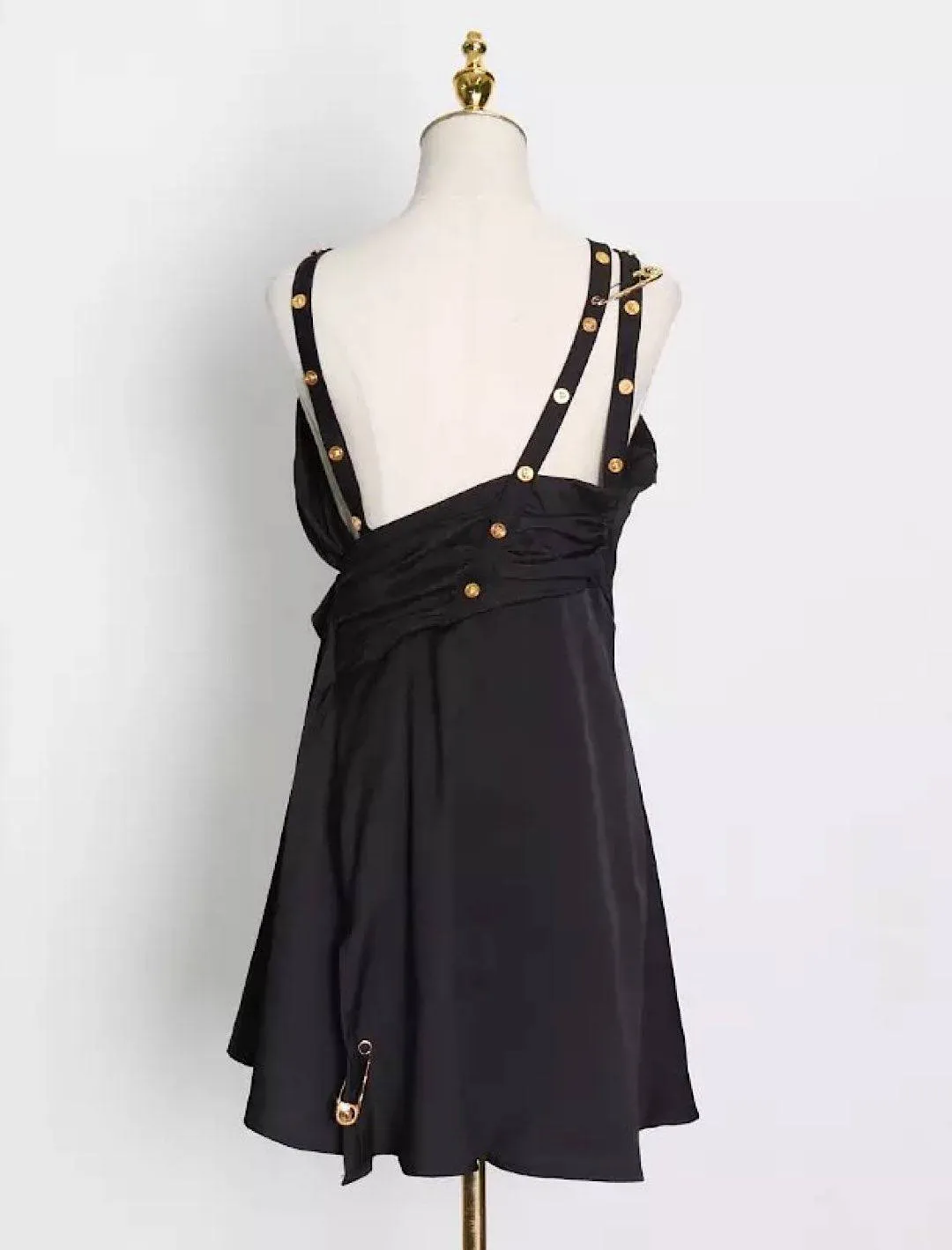 Elegant Black Gold Trim Asymmetrical Cocktail Dress for Sophisticated Evening Wear