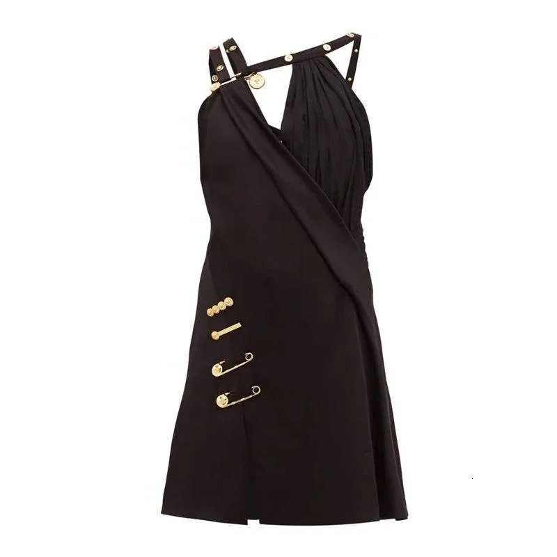 Elegant Black Gold Trim Asymmetrical Cocktail Dress for Sophisticated Evening Wear