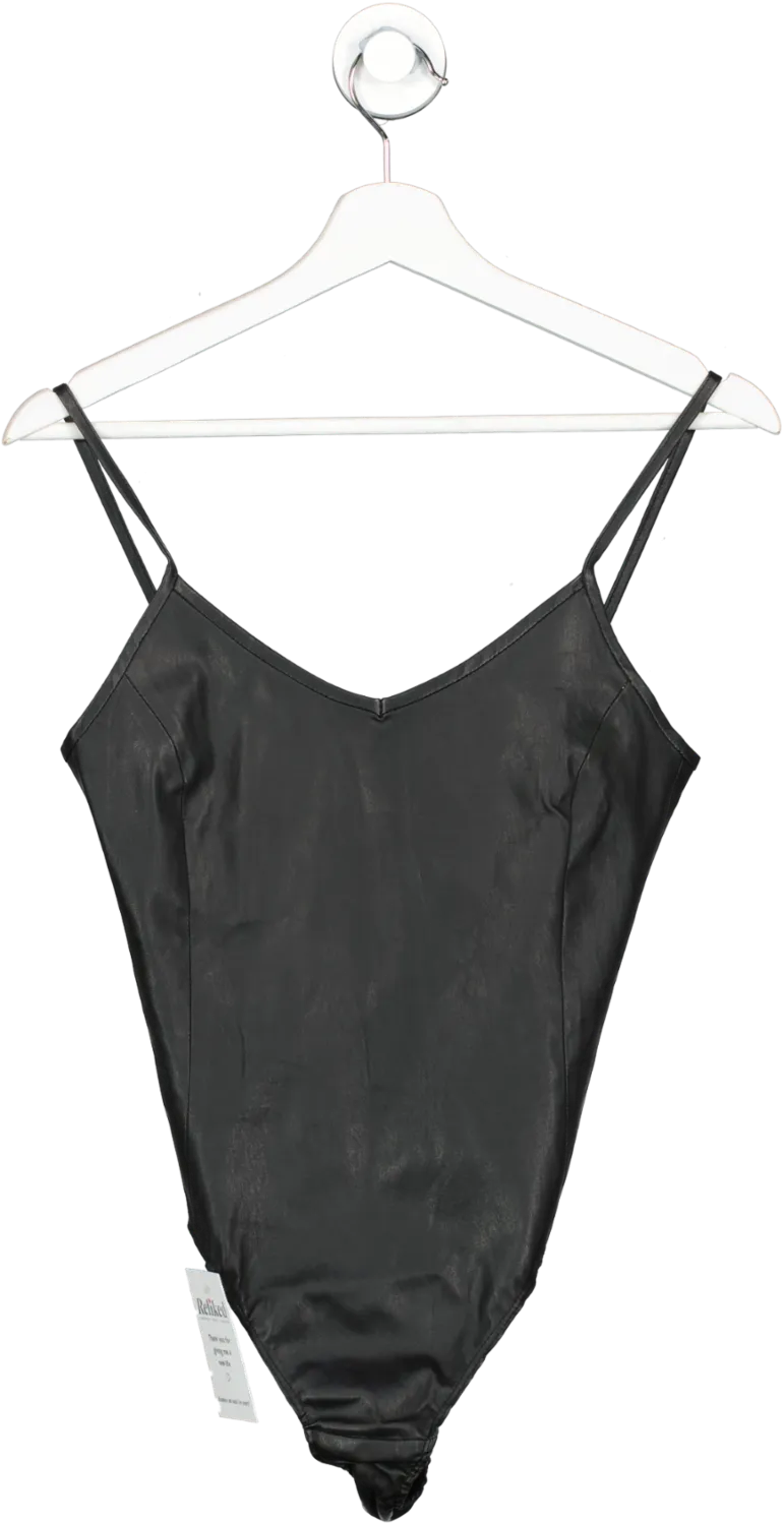 Black Leather Bodysuit UK S