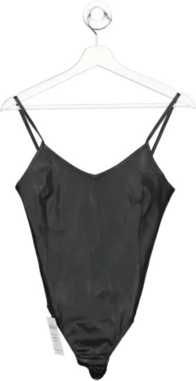 Black Leather Bodysuit UK S