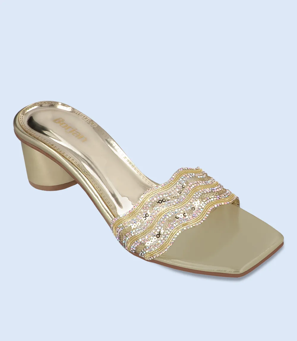 BW8687-DULL GOLD-Women Formal Slipper Heels