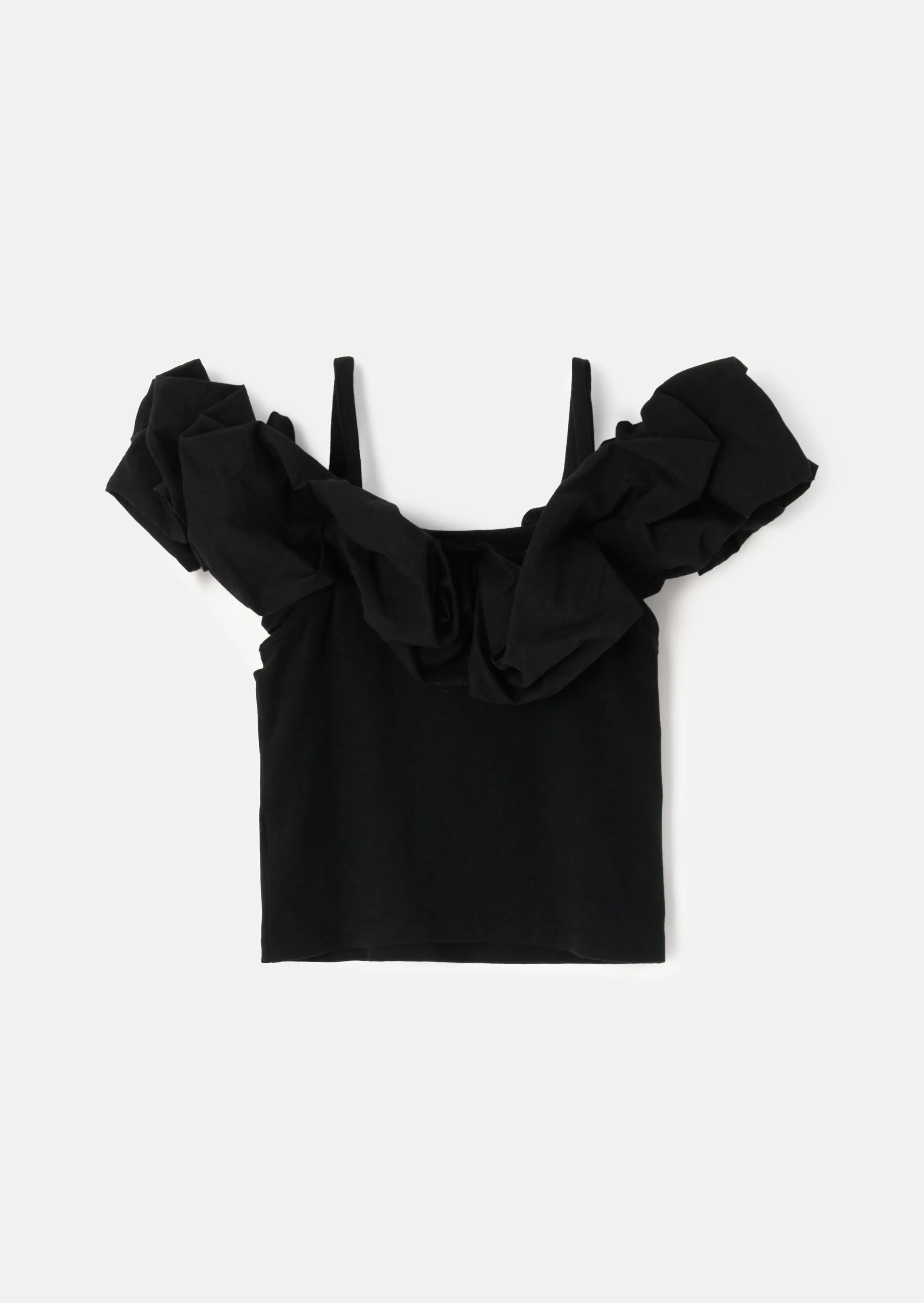 Carrie Black Ruffle Jersey Top