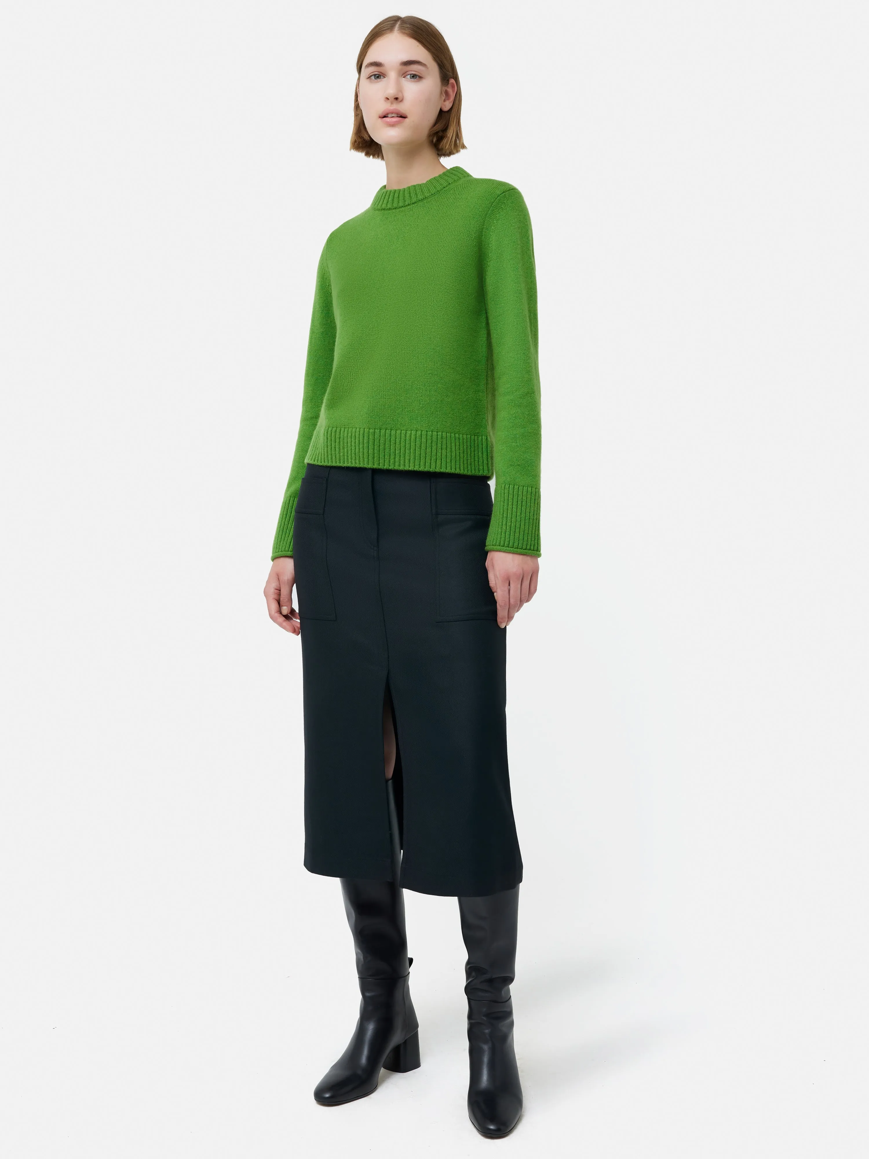 Compact Wool Cashmere Blend Jumper | Green