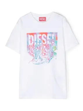 Diesel T-Shirt Colour Logo White