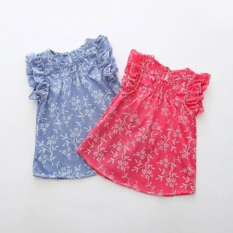 Floral Petal Sleeves Girls Dresses