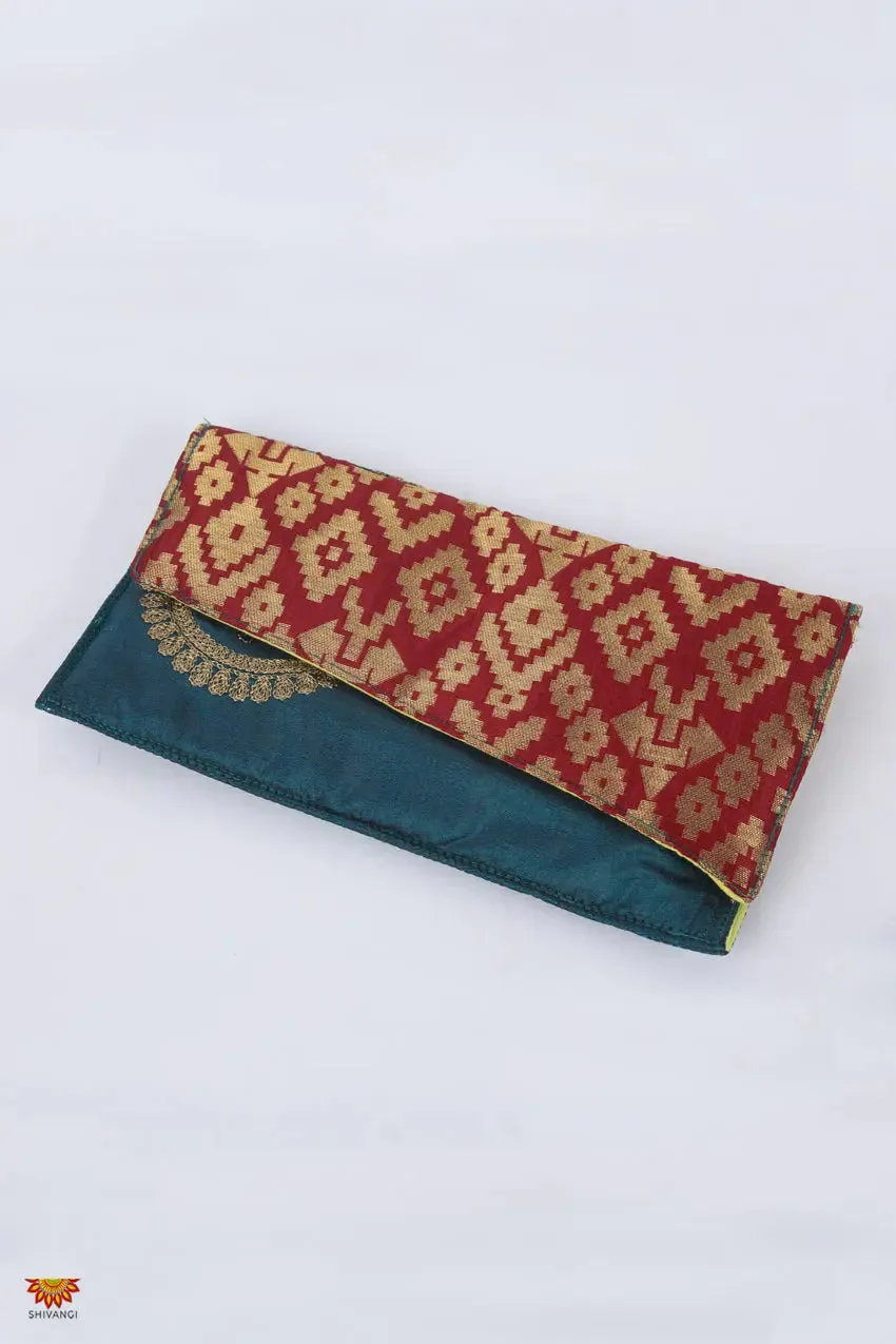 Girls Brown and Green Women’s Multipurpose Fabric Clutch