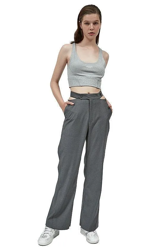 Grey Bite Flip High-Waisted Pants