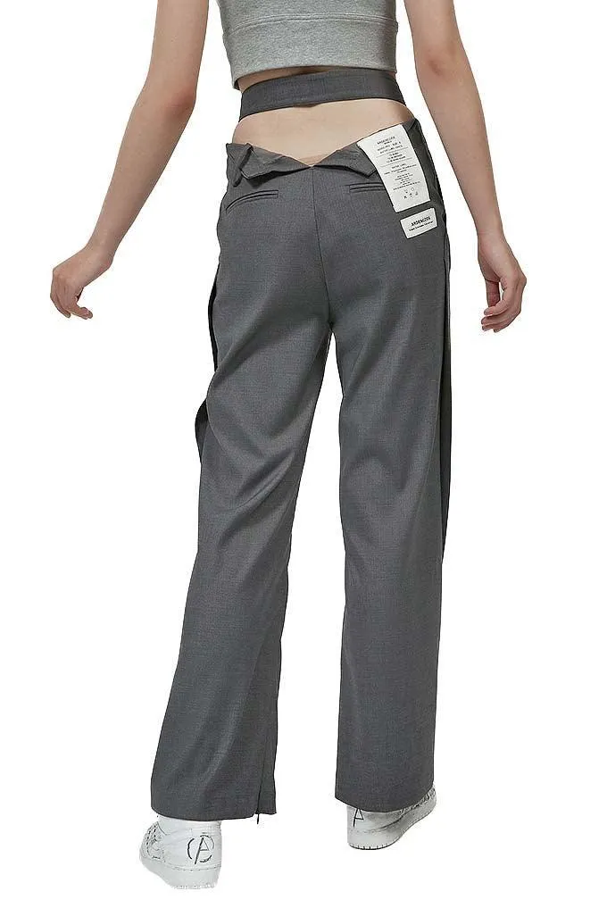 Grey Bite Flip High-Waisted Pants