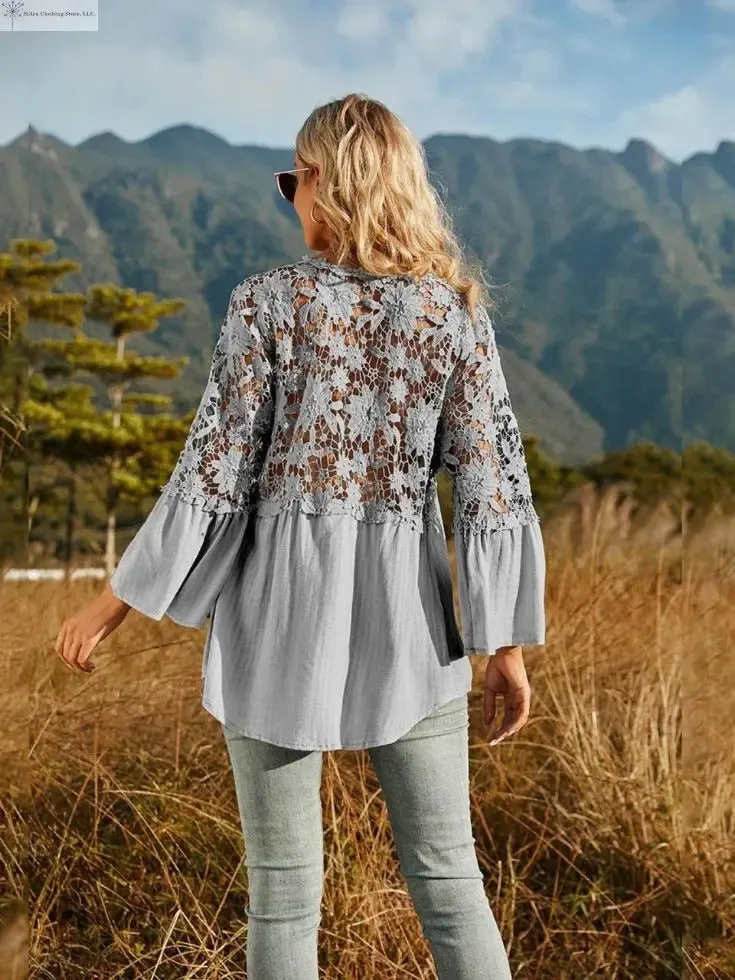 Lace Detail Top Flounce Sleeves