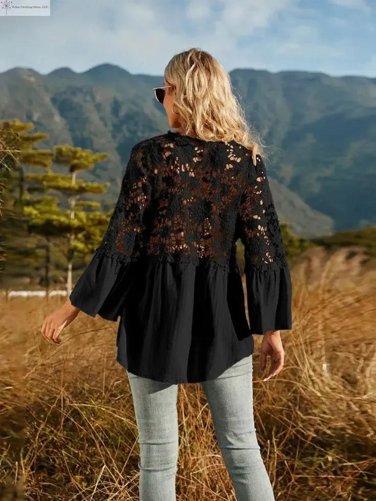 Lace Detail Top Flounce Sleeves