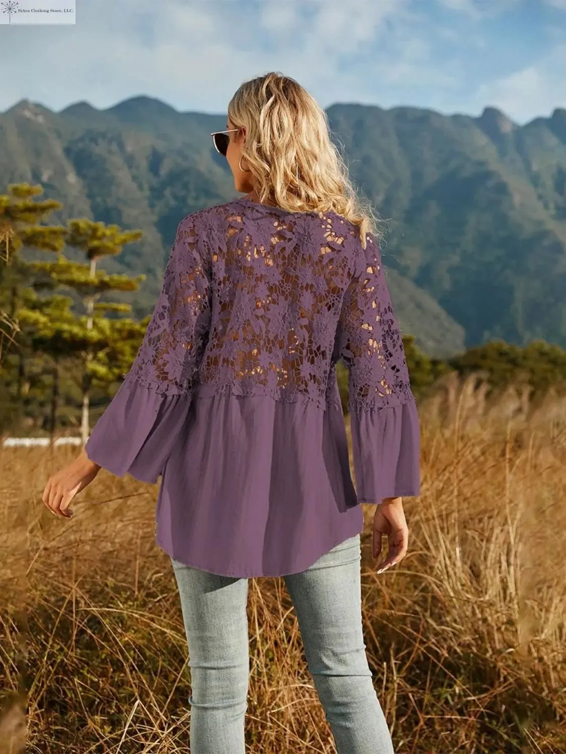 Lace Detail Top Flounce Sleeves