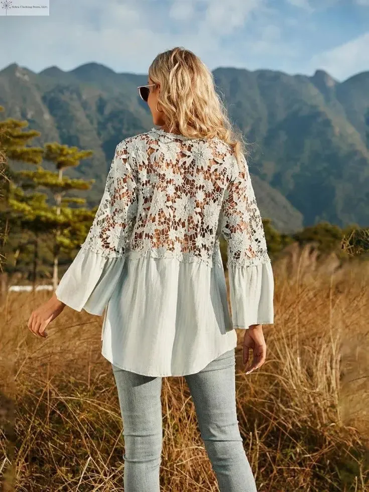 Lace Detail Top Flounce Sleeves