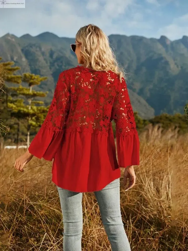 Lace Detail Top Flounce Sleeves