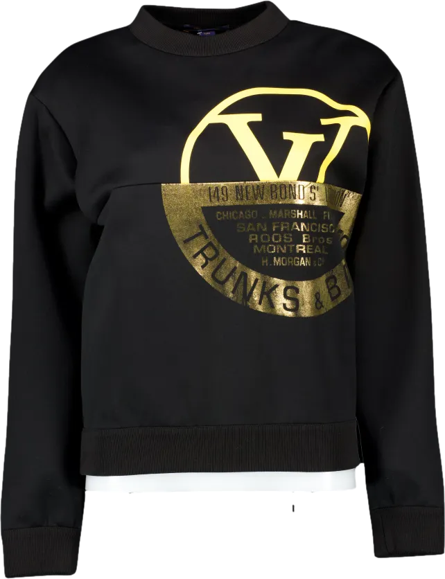 Louis Vuitton Black "trunks & Bags" Logo Embossed Sweatshirt UK XS