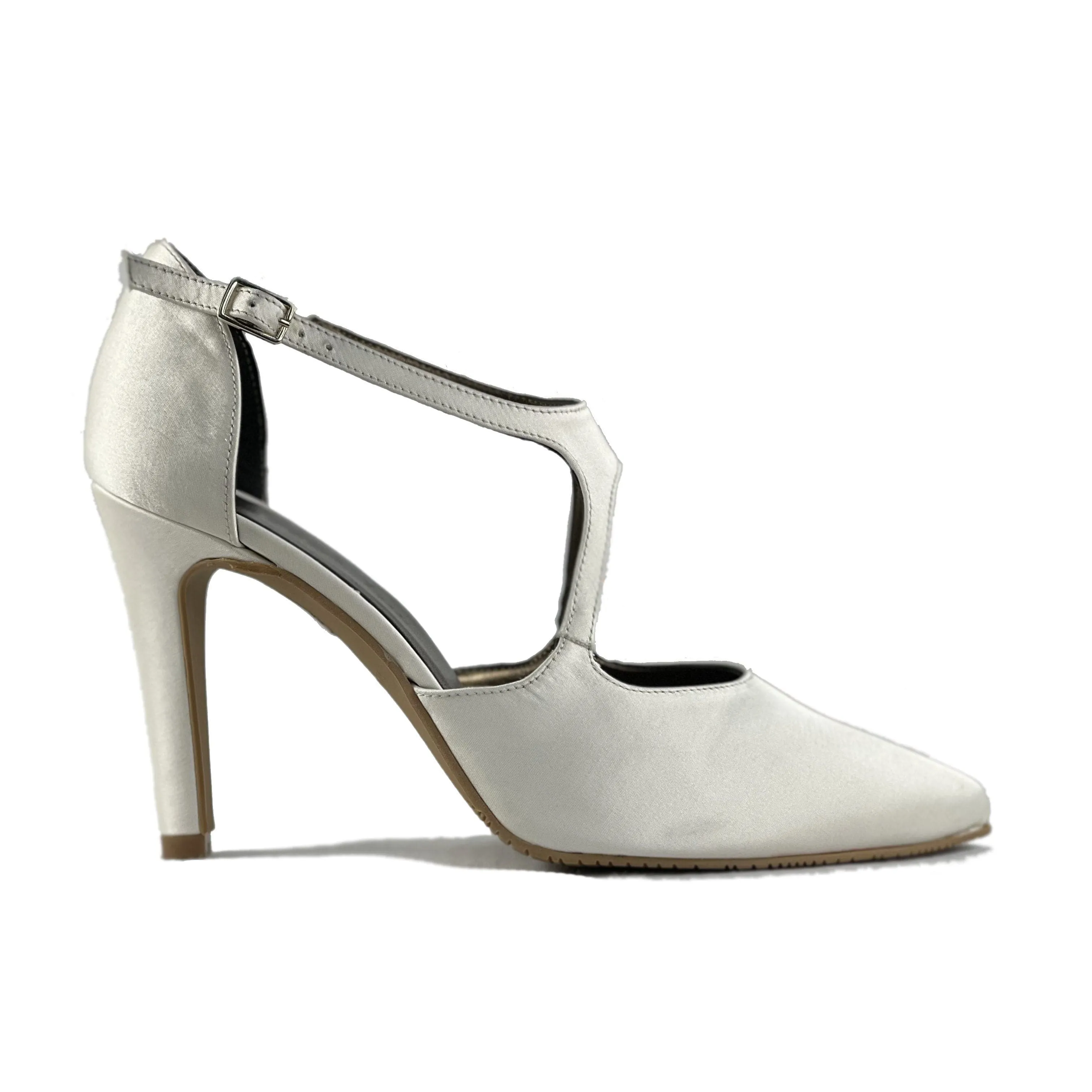 'Maqueta' ivory satin vegan stiletto by Zette Shoes