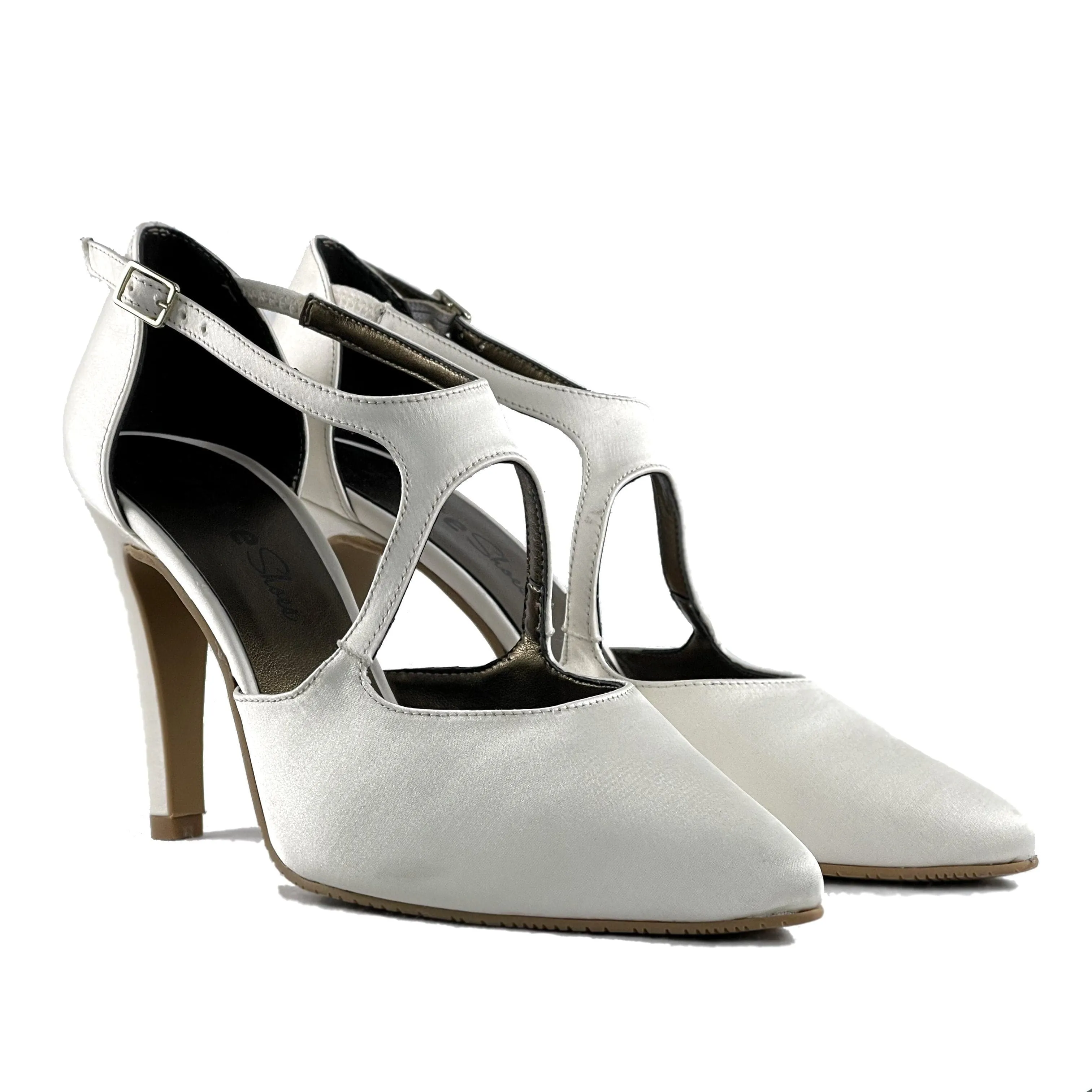 'Maqueta' ivory satin vegan stiletto by Zette Shoes