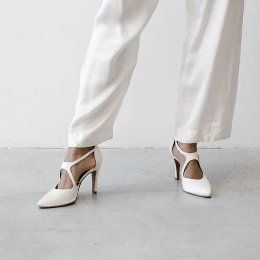 'Maqueta' ivory satin vegan stiletto by Zette Shoes