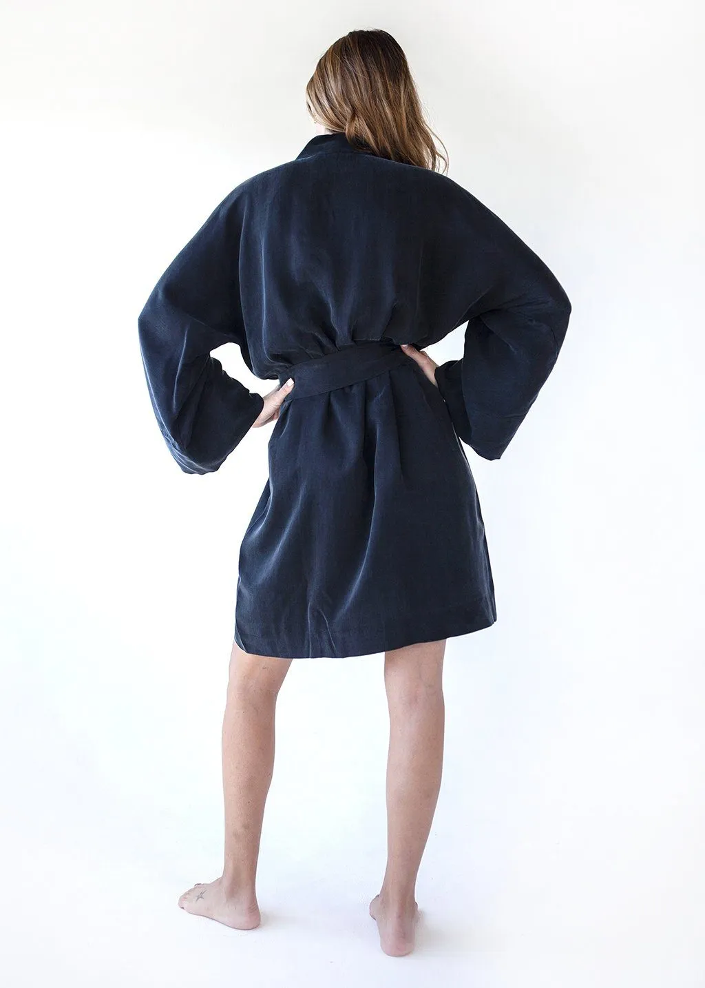 Noir Mini Kimono Robe