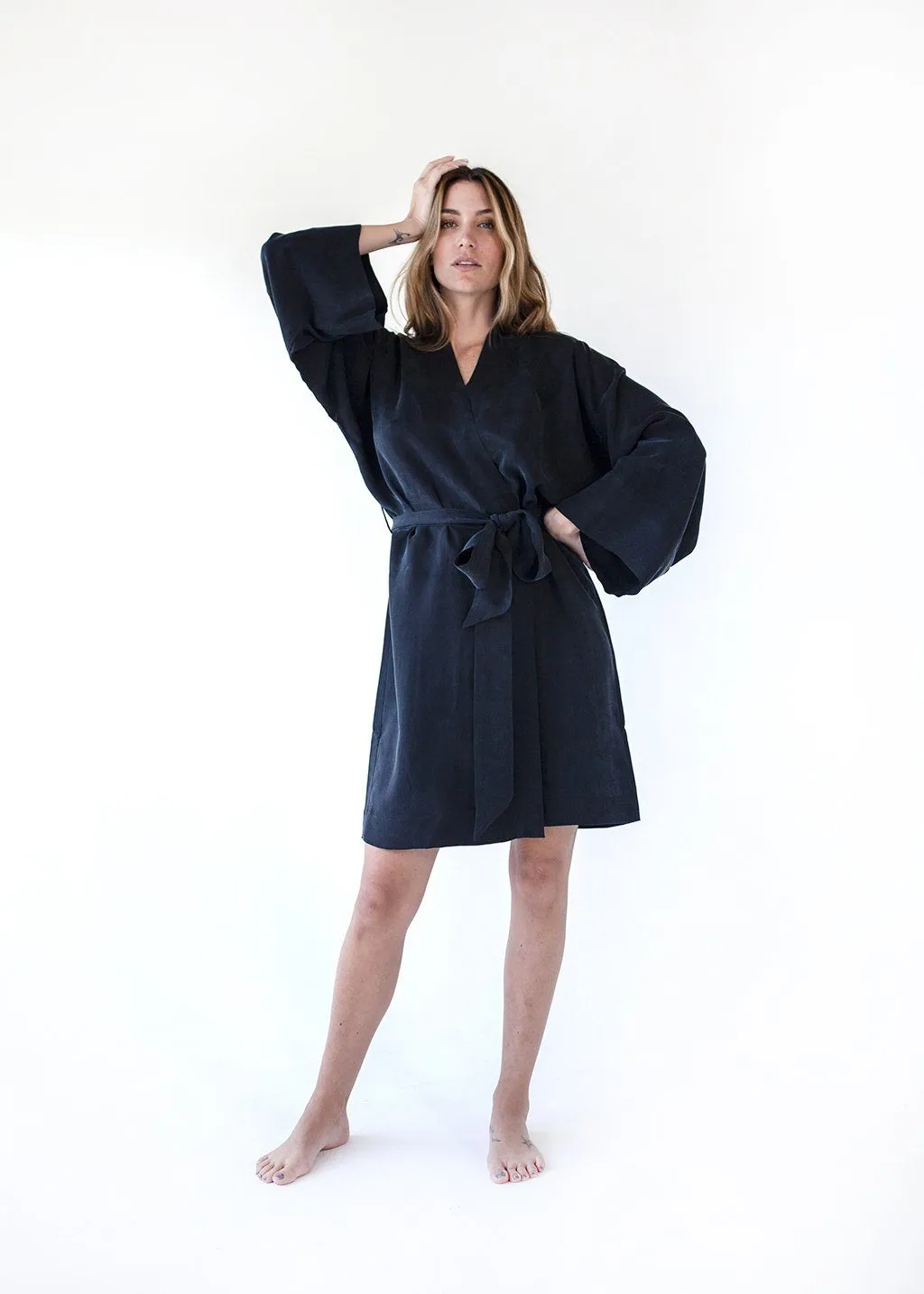 Noir Mini Kimono Robe