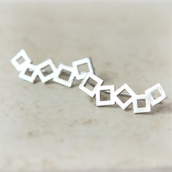 Open Squares Ear Climber, pin earrings