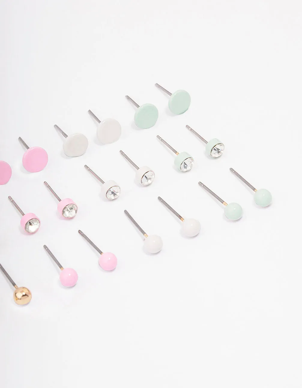 Pastel Basic Diamante Earring 12-Pack