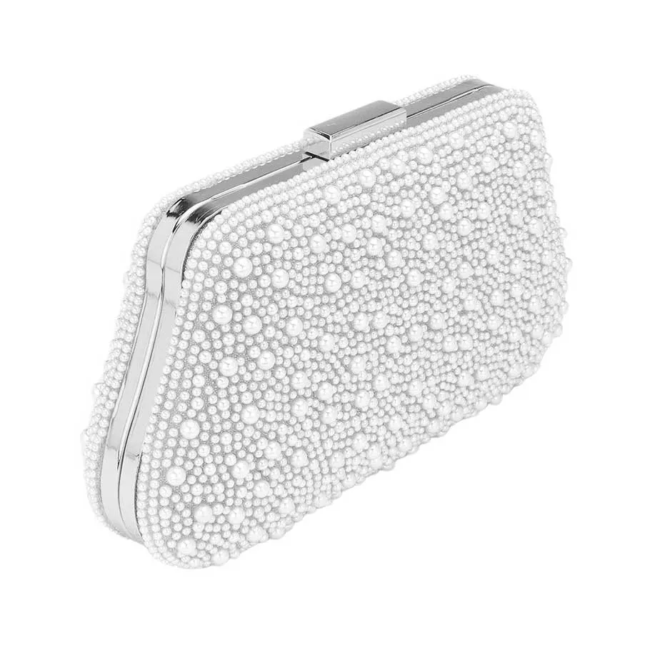 Pearl Embellished Evening Clutch Bag Crossbody Bag