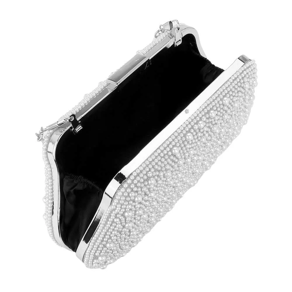 Pearl Embellished Evening Clutch Bag Crossbody Bag