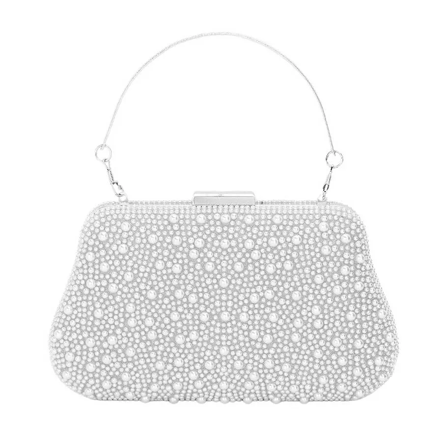 Pearl Embellished Evening Clutch Bag Crossbody Bag