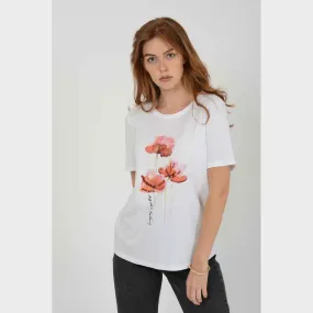 Poppy Print T - White