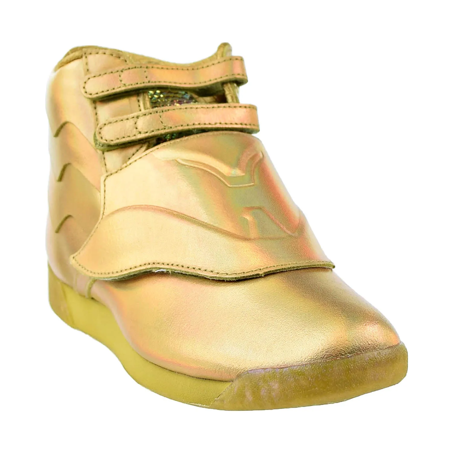 RReebok Freestyle Hi Wonder Woman 1984 Women's Shoes Gold Metallic-Excellent Red