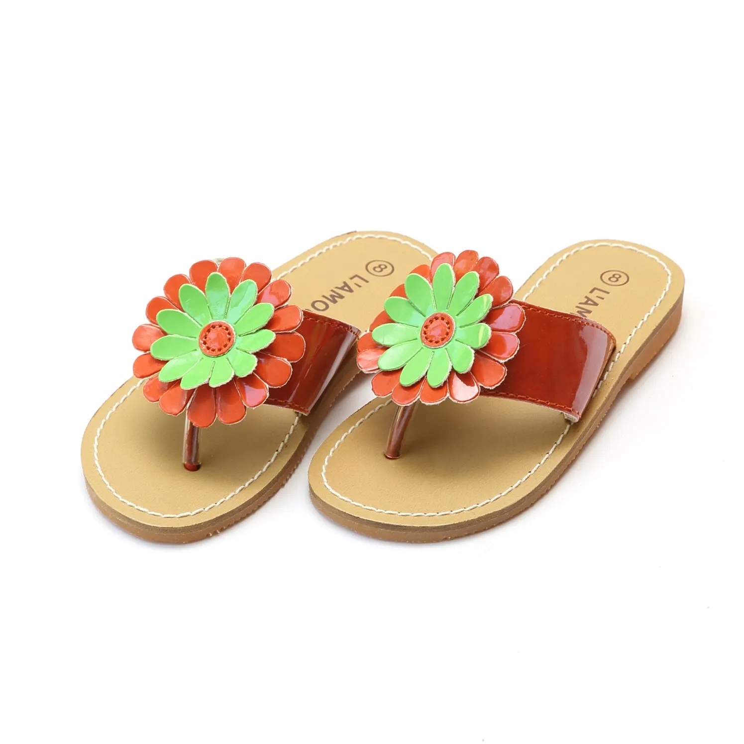 Savannah Patent Flower Thong Sandal