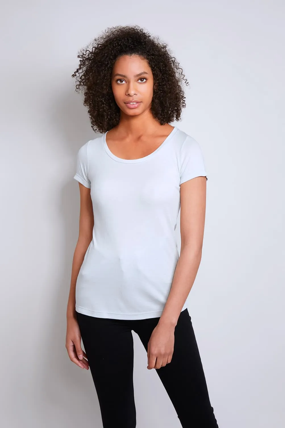 Scoop Neck Cotton TENCEL Modal Blend T-shirt | Multiple Colours