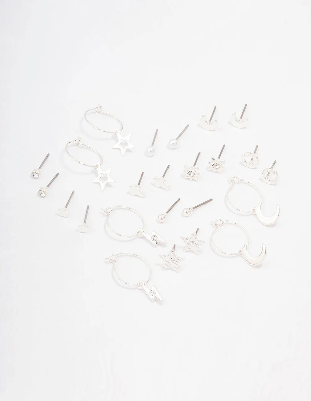 Silver Celestial Cross Earring 12-Pack