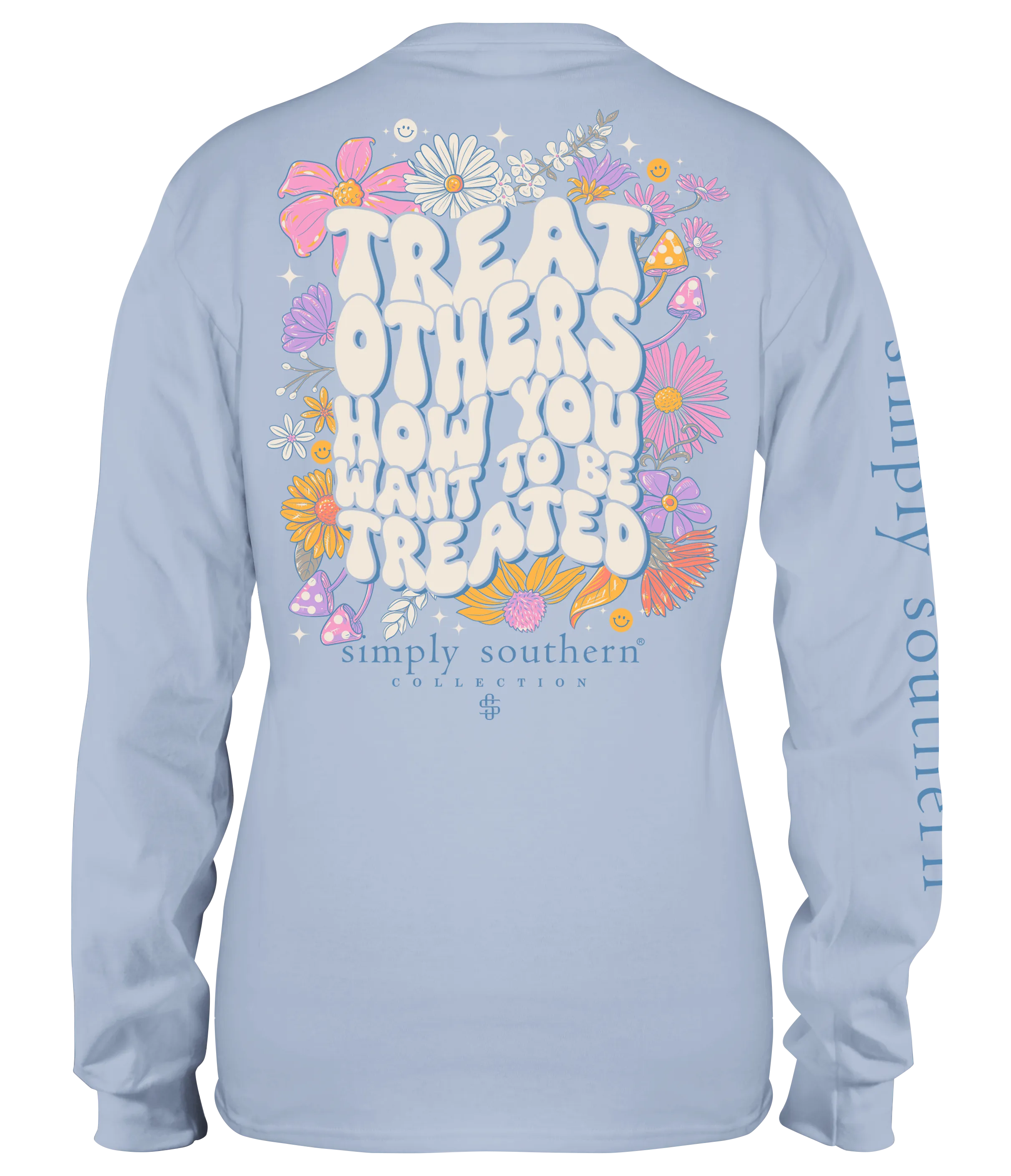 Simply Southern 100% Cotton Long Sleeve T-Shirt - 'Treat Others How You Want to Be Treated' with Floral Design