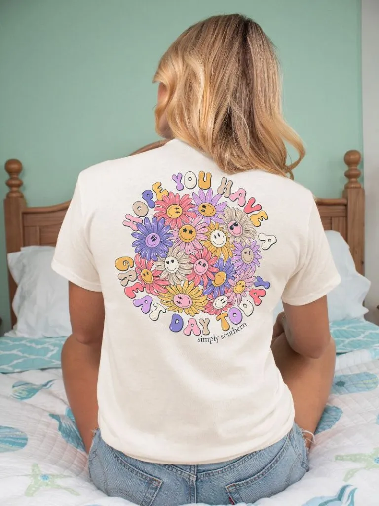 Simply Southern 'Great Day' Smiley Flowers Tee