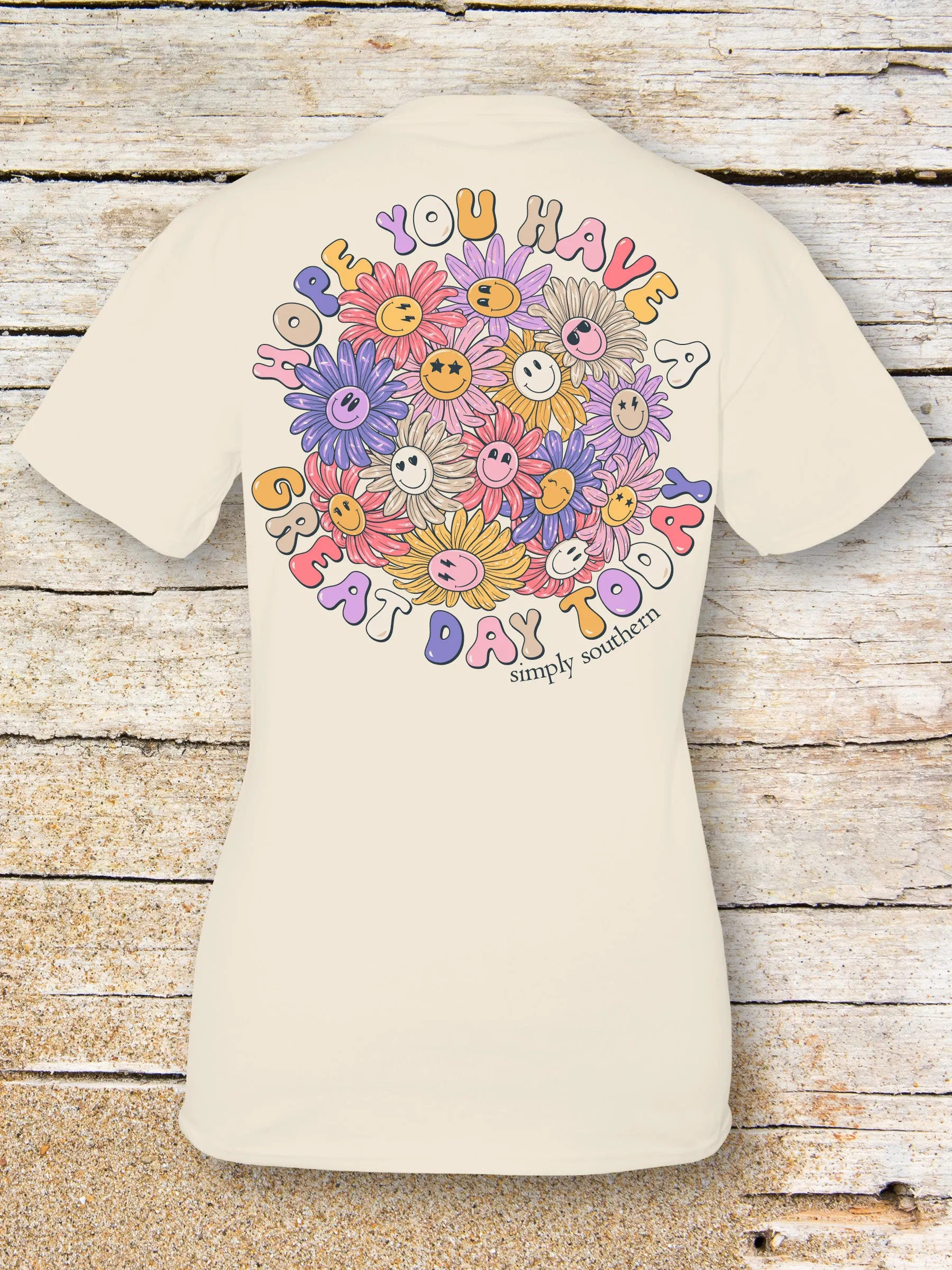 Simply Southern 'Great Day' Smiley Flowers Tee