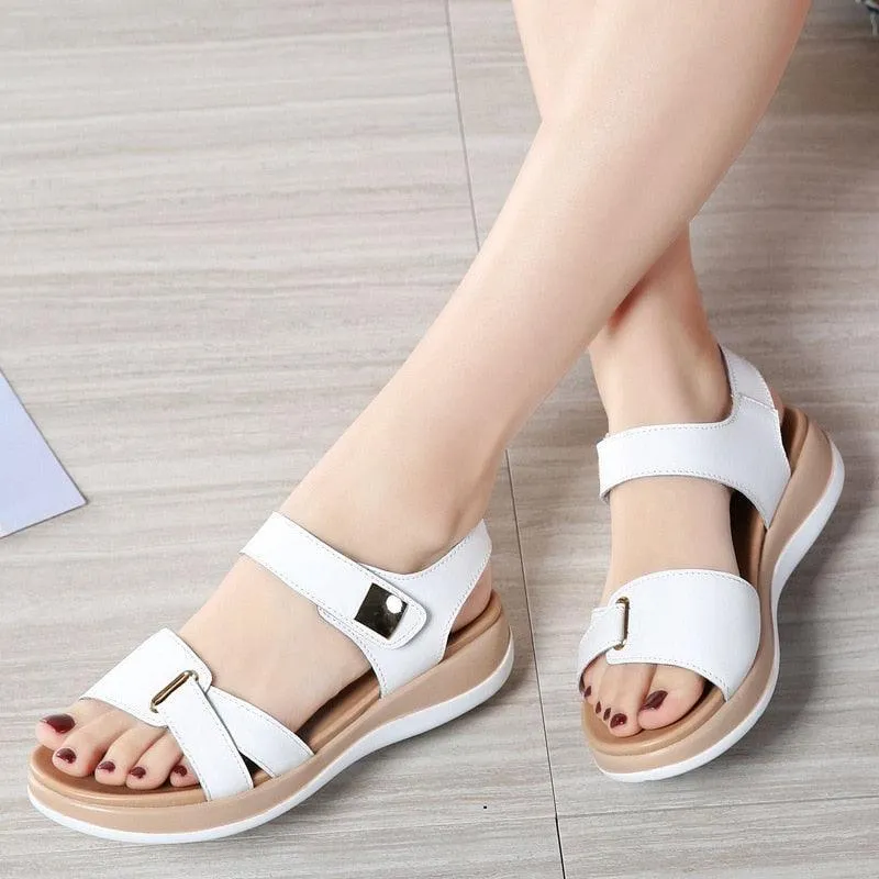 Soft Hook Loop Leather Sandals