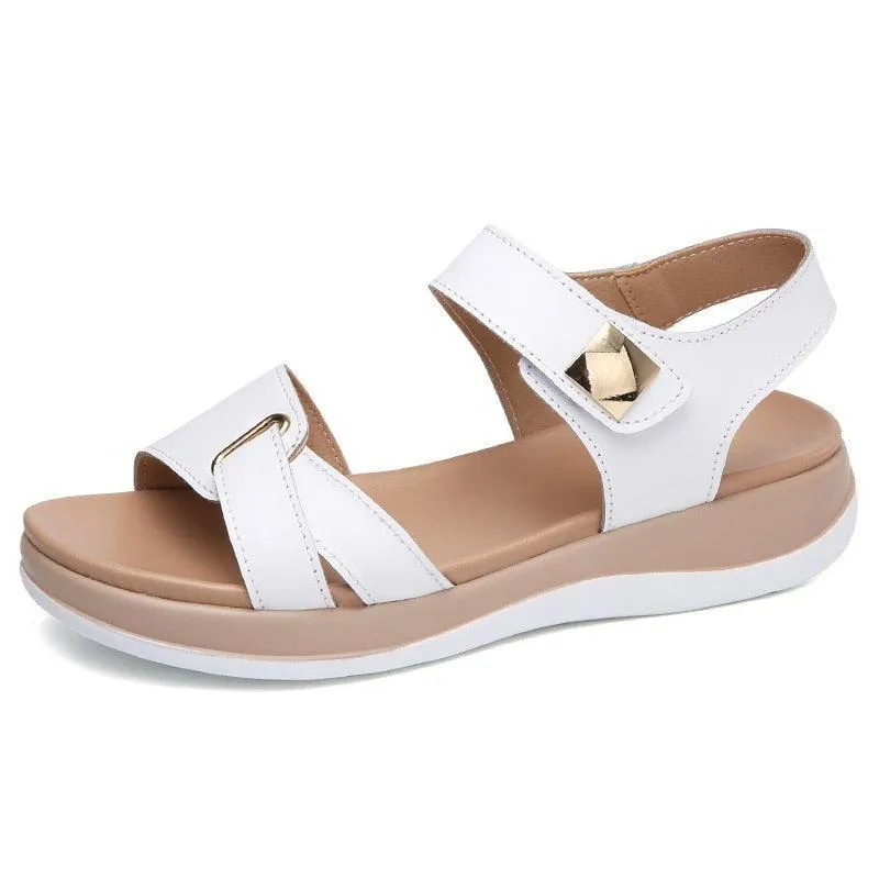 Soft Hook Loop Leather Sandals