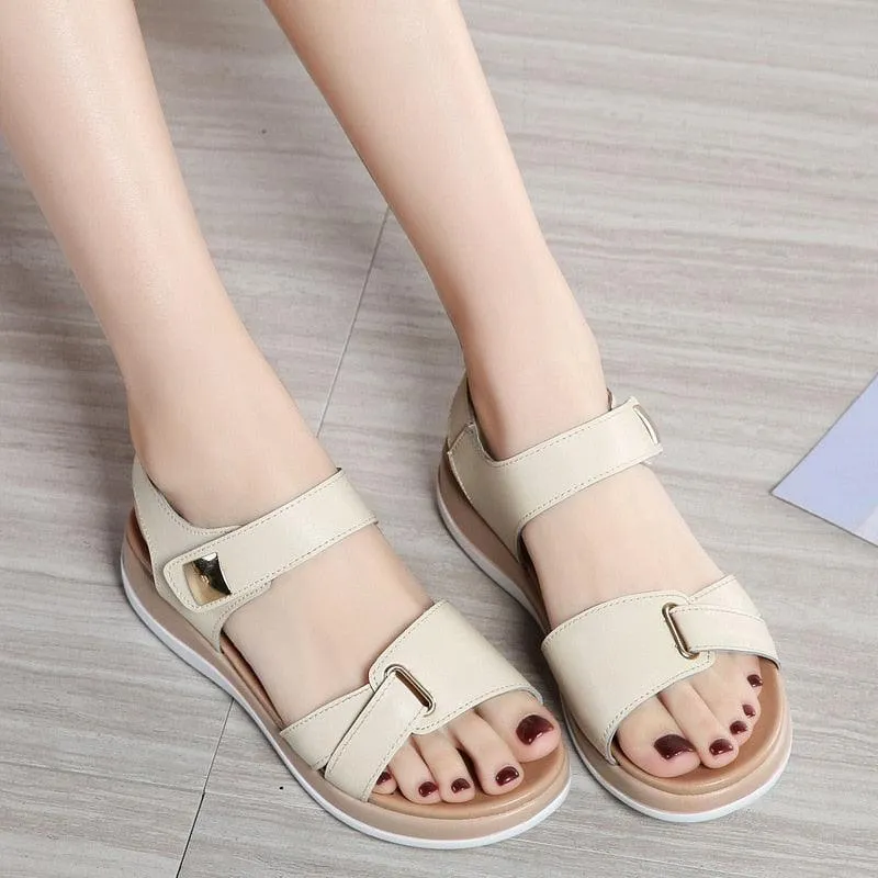 Soft Hook Loop Leather Sandals