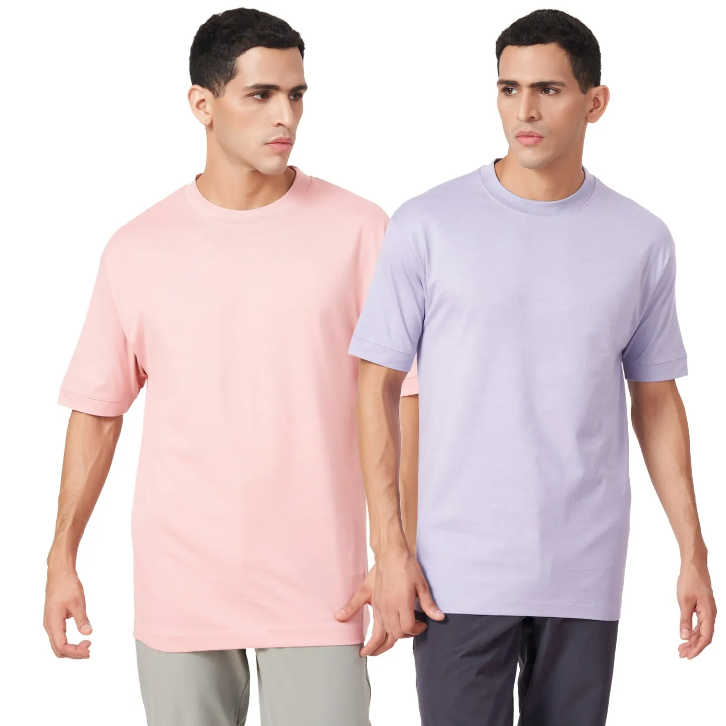 Solid Round Neck Oversized T-shirt Combo