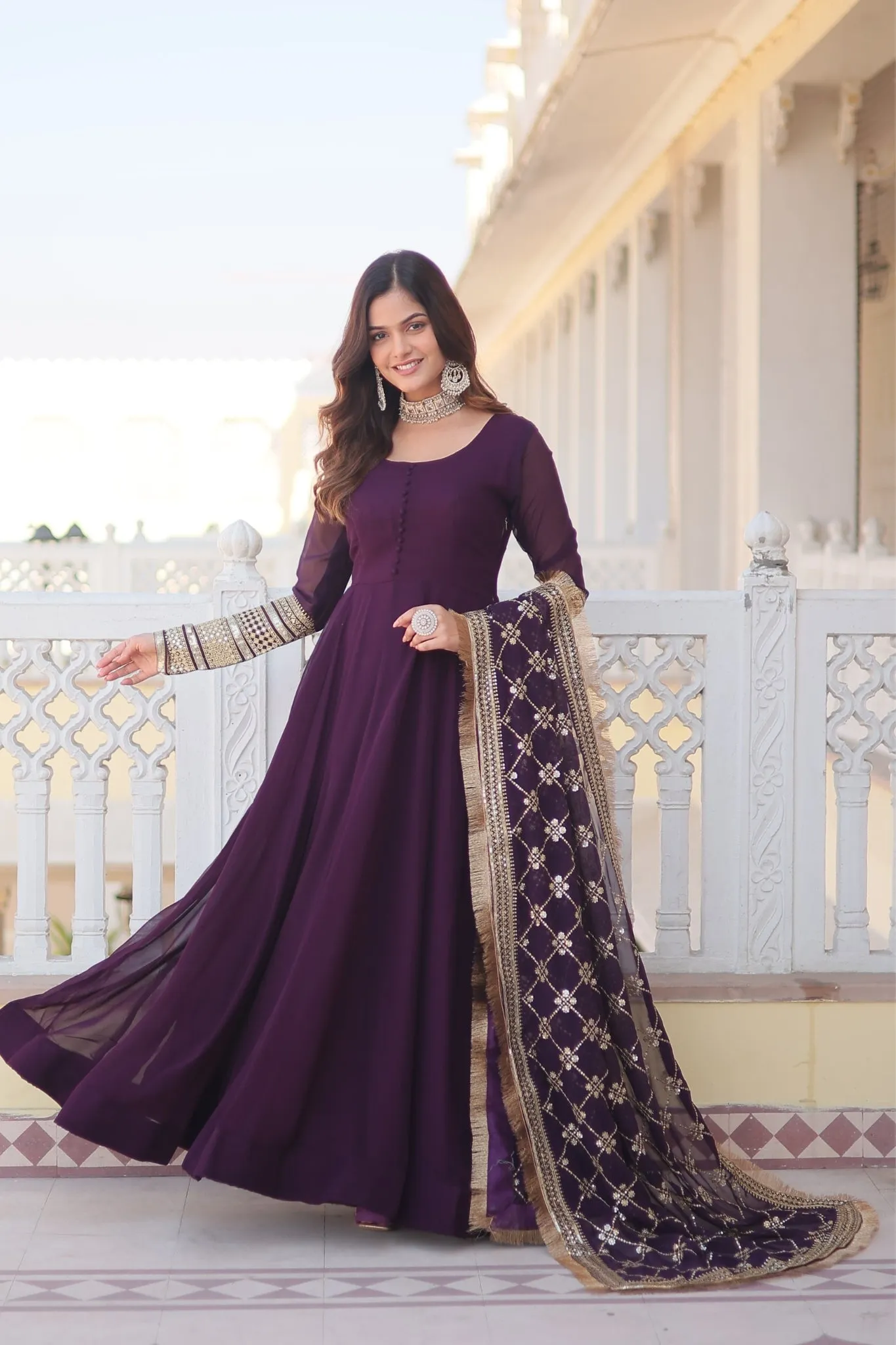 The Perfect Attractive Gown with Dupatta Set